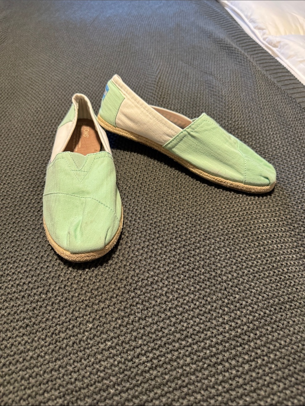Toms Mint Green Canvas Slip-On Flats